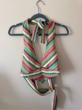 PacSun Multicolor Striped Crochet Halter Tank Top